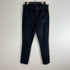 Joe’s Jeans The Charlie Black Coated High Rise Skinny Raw Edge Stretch Jeans